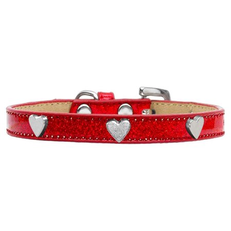 MIRAGE PET PRODUCTS Silver Heart Widget Dog CollarRed Ice Cream Size 12 633-14 RD12